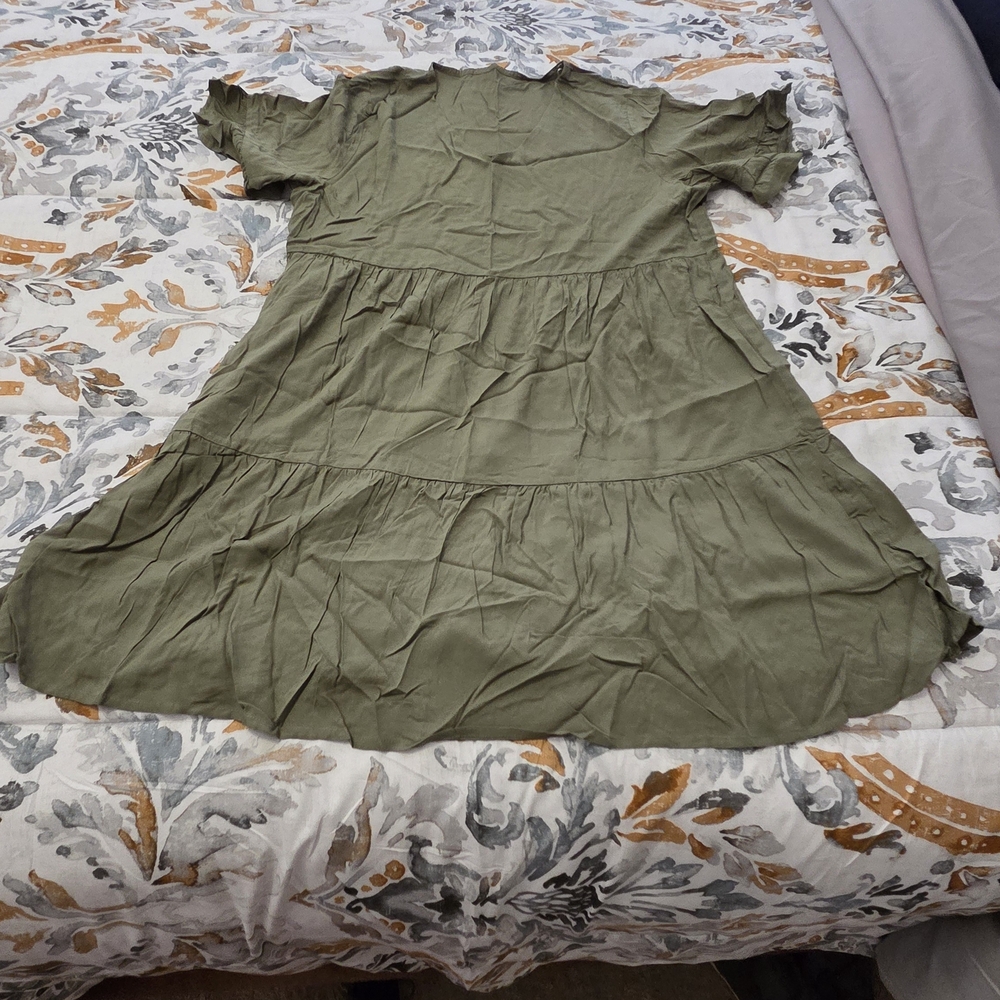 Olive Green Tiered Dress